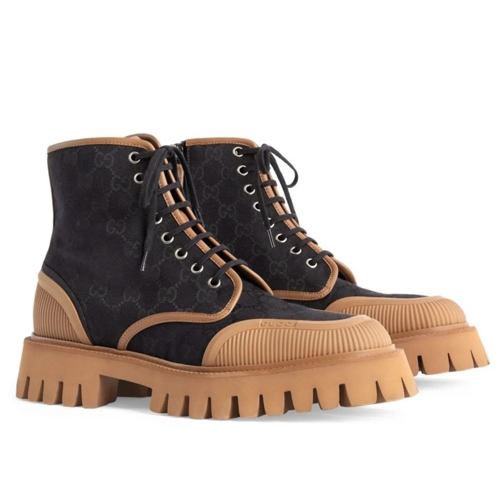 Gucci GG Supreme-print lace-up boots